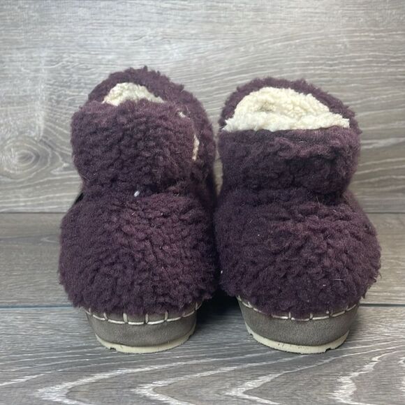 L.L.Bean Cozy Sherpa Fleece Plum Purple Women’s Sz 10M Slip On Slipper Booties - Picture 4 of 11